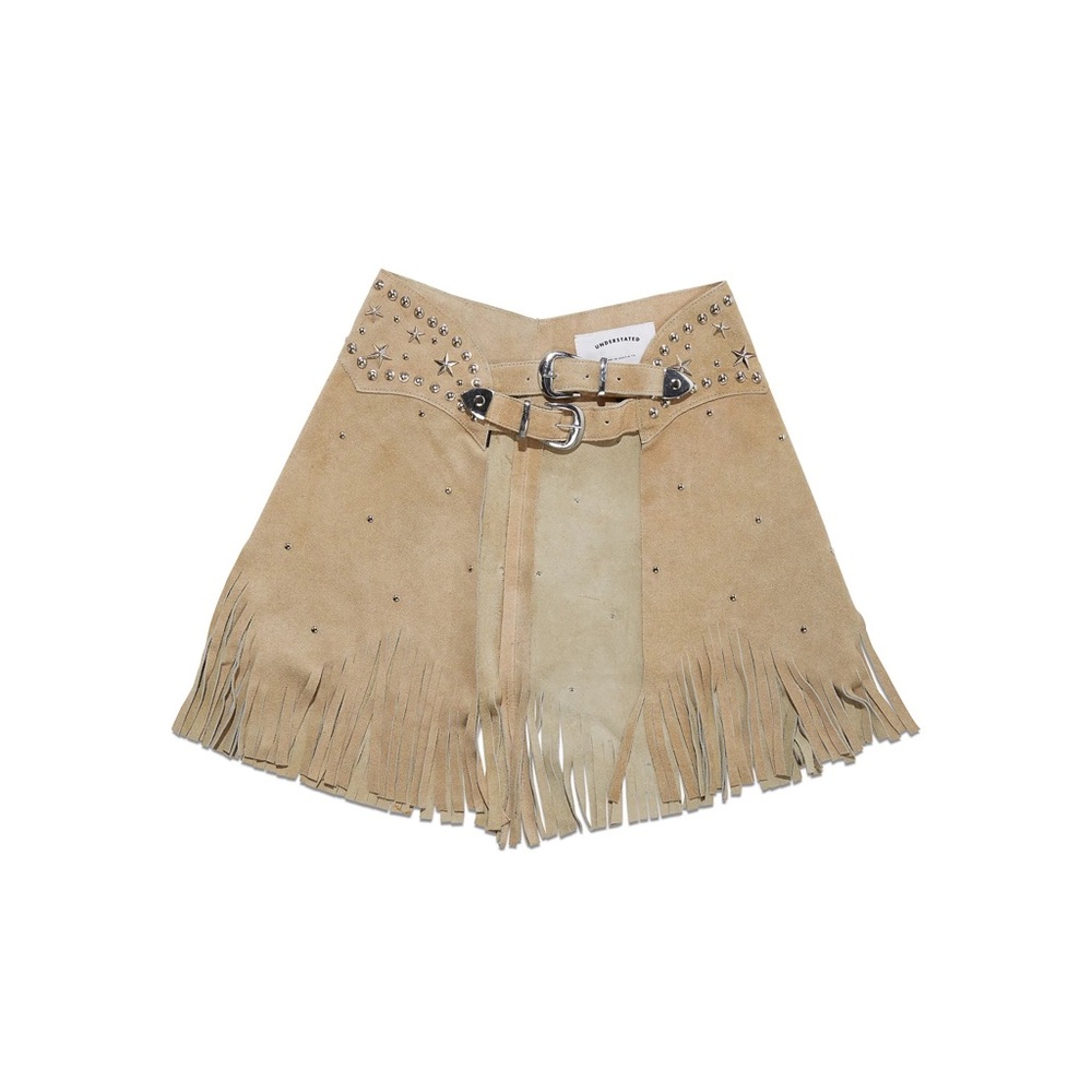 Understated Leather Tan Chaps Skirt